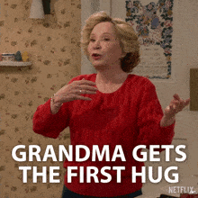 Grandma Gets The First Hug Kitty Forman GIF