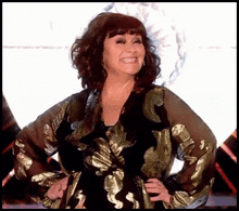 comedian dawn french britcom french and saunders woman laughing laughing stylish dress