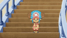 a wanted poster for tony tony chopper is on the stairs