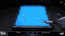 a man is playing pool on a diamond table