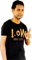 a man wearing a black t-shirt that says i.oi