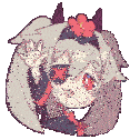 a pixel art of a girl with a flower in her hair .
