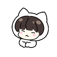 a drawing of a person wearing a cat hat