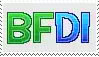 the word bfdi is written in green and blue on a white background .