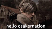a man with a scarf around his neck says hello osakernation in white letters