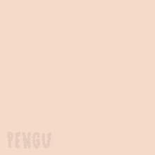 a penguin says hello in white letters