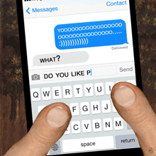 a person is typing on a cell phone with a message that says what do you like p