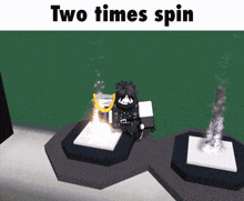 a screenshot of a video game with the words two times spin