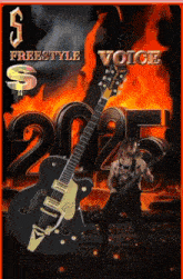 a poster for freestyle voice with a man playing a guitar in front of the number 2025