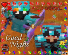 a minecraft greeting card that says good night on it
