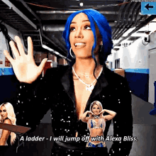 Sasha Banks A Ladder GIF - Sasha Banks A Ladder Jump Off GIFs