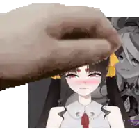a close up of a person 's face with a girl behind them