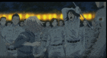 a group of people in uniforms with the letters y and y on them