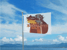 a flag with a picture of a man and the words runonilla 11:11 on it
