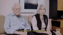 an elderly couple sitting on a couch with the words it would help so many ill people