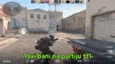 a screenshot of a video game with the words yoxi bani na partiju bf1