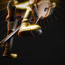 a cartoon character with a sword and a helmet
