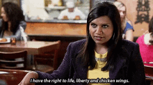 mindy kaling rights life liberty chicken wings