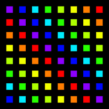 a black background with rainbow colored squares