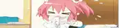 a girl with pink hair is playing a video game with a controller .