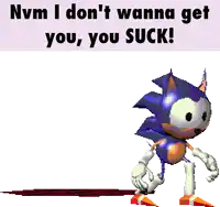 a cartoon of sonic the hedgehog with the words " nvm i don 't wanna get you you suck "