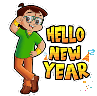 Hello New Year Chhota Bheem Sticker