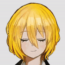 a close up of a person 's face with yellow hair