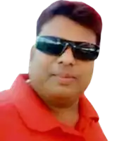 a man wearing sunglasses and a red shirt poses for a picture