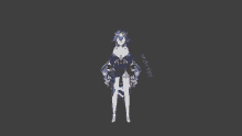 a 3d model of a girl with long blue hair and a star on her head is labeled ' entrally '