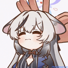 a drawing of a girl with antlers and the name mountainhan on the bottom right
