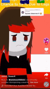 a cartoon of a girl with red hair and a red headband
