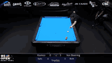 two men are playing pool in front of a table that says diamond on it