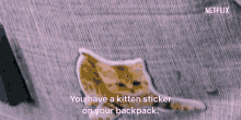 You Have A Kitten Sticker On Your Backpack Oops GIF - You Have A Kitten Sticker On Your Backpack Oops Cute GIFs