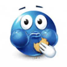 Blue Emoji Eating Cookie GIF