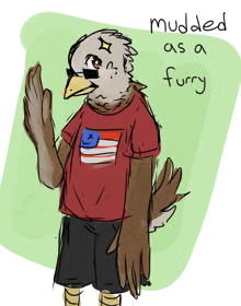 a drawing of an eagle with the words muddled as a furry