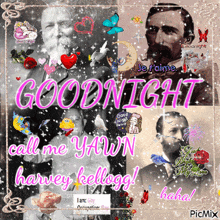 a collage of pictures with the words goodnight written in pink