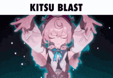a picture of a girl with the words ' kitsu blast ' on the bottom