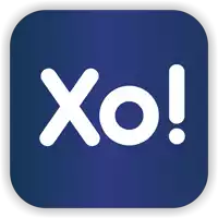 a blue square with the word xo in white