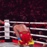 a boxer in a ring with a sign that says draft kings