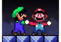 a pixel art of mario and luigi dancing