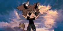 a cartoon of a girl with horns and the name zxklee on the bottom