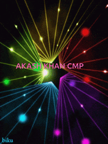 the name akash khan is on a colorful background