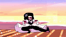 a cartoon drawing of garnet in a dress