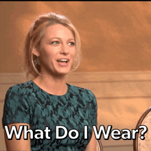 a woman says what do i wear in a green dress