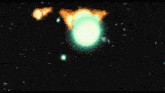a black background with a few white clouds in the middle
