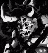 a black and white drawing of a monster with diamonds in its eyes