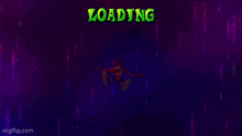 a loading screen for a video game with a cartoon character in the background