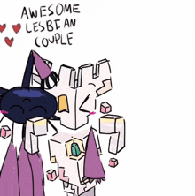 a drawing of a couple with the words awesome lesbian couple evil and intimidating