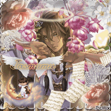 a picture of a girl with flowers and the name jasmine on it