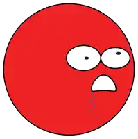 a red circle with a cartoon face and tears coming out of it 's mouth